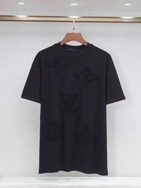 Louis Vuitton Black Textured Crewneck tshirt
